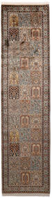 絨毯 カシミール ピュア シルク 79X307 廊下 カーペット 茶色/オレンジ (絹, インド)