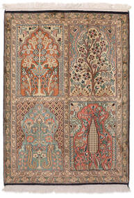  Kashmir Pure Silk Rug 64X91 Silk Brown/Beige Small Carpetvista