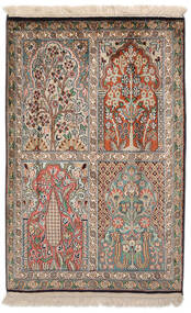  Kashmir Pure Silk Rug 63X97 Silk Brown/Beige Small Carpetvista