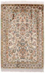 63X94 絨毯 オリエンタル カシミール ピュア シルク ベージュ/茶色 (絹, インド) Carpetvista