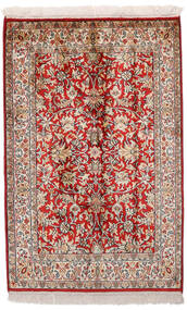 Kashmir Pure Silke Tæppe 65X99 Beige/Rød Silke, Indien Carpetvista