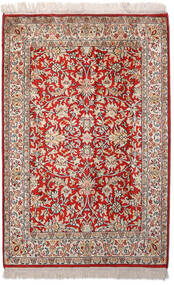  66X99 Kashmir Pure Silk Rug Beige/Red India Carpetvista