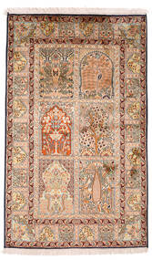 93X151 Kashmir Äkta Silke Matta Orientalisk Beige/Brun (Silke, Indien) Carpetvista