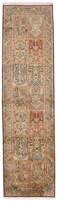  Kashmir Puri Di Seta Tappeto 82X300 In Seta Arancione/Beige Piccolo Carpetvista