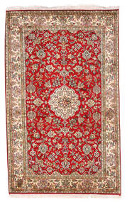 Tappeto Orientale Kashmir Puri Di Seta 93X152 Marrone/Rosso Scuro (Seta, India)