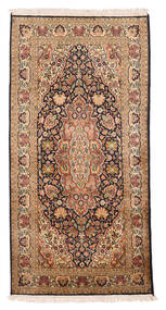 77X152 Kashmir Pure Silk Rug Oriental Beige/Brown (Silk, India) Carpetvista