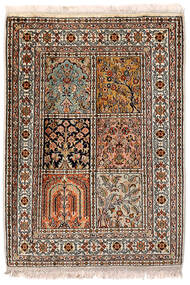 Kashmir Pure Silk Rug 66X92 Brown/Beige Silk, India Carpetvista
