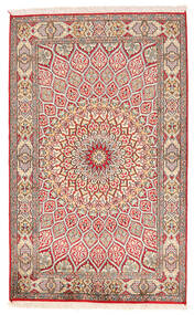 Kashmir Ren Silke Teppe 94X150 Beige/Rød Silke, India Carpetvista