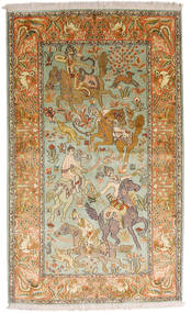  Orientalischer Kaschmir Reine Seide Teppich 93X155 Orange/Beige Seide, Indien Carpetvista