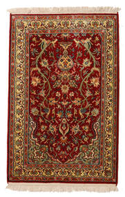  62X95 Kashmir Pure Silk Rug Brown/Dark Red India Carpetvista