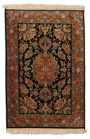  Kashmir Pure Silk Rug 63X93 Black/Brown Carpetvista