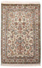  64X96 Kashmir Pure Silk Rug Beige/Brown India Carpetvista