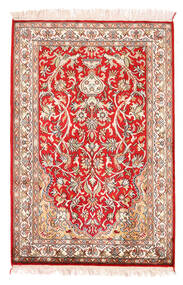  Kashmir Puri Di Seta Tappeto 64X96 In Seta Beige/Rosso Piccolo Carpetvista