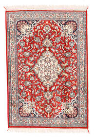 Kashmir Äkta Silke Matta 64X93 Röd/Beige Silke, Indien Carpetvista