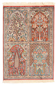  65X93 Kashmir Pure Silk Rug Beige/Brown India Carpetvista