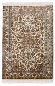 Kashmir Pure Silk Rug 64X93 Beige/Brown Silk, India Carpetvista