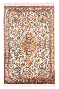 Kashmir Pure Silk Rug 64X100 Beige/Brown Silk, India Carpetvista
