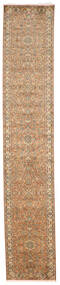  Orientalsk Kashmir Ren Silke Teppe 83X457Løpere Beige/Oransje Silke, India Carpetvista