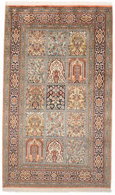 絨毯 オリエンタル カシミール ピュア シルク 95X160 茶色/ベージュ (絹, インド)