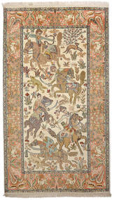 91X159 絨毯 カシミール ピュア シルク オリエンタル ベージュ/ダークグレー (絹, インド) Carpetvista