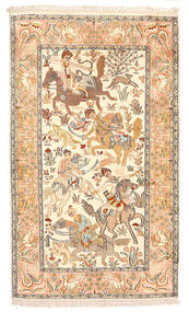 92X154 Kashmir Ren Silke Teppe Orientalsk Beige/Oransje (Silke, India) Carpetvista