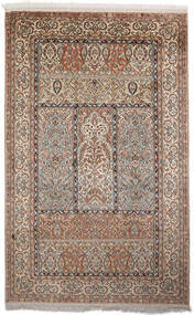 97X153 Kashmir Pure Silk Rug Oriental Brown/Dark Grey (Silk, India) Carpetvista
