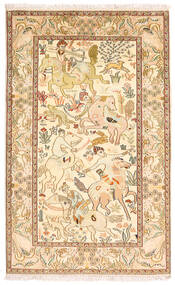 94X152 Kashmir Ren Silke Teppe Orientalsk Beige/Oransje (Silke, India) Carpetvista