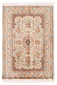 66X94 Kashmir Ren Silke Teppe Orientalsk Beige/Oransje (Silke, India) Carpetvista