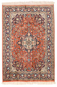 Kashmir Pure Silk Rug 62X91 Beige/Brown Silk, India Carpetvista