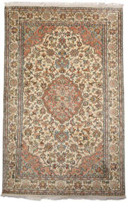 98X152 Kashmir Ren Silke Teppe Orientalsk Beige/Oransje (Silke, India) Carpetvista