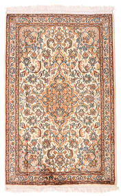 Kashmir Pure Silk Rug 63X98 Beige/Brown Silk, India Carpetvista