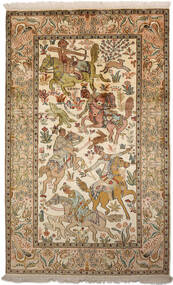 絨毯 オリエンタル カシミール ピュア シルク 94X152 茶色/オレンジ (絹, インド)