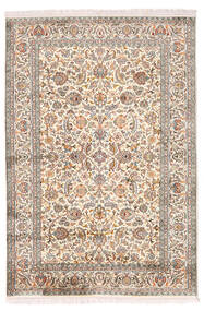 Kashmir Pure Silk Rug 126X184 Beige/Orange Silk, India Carpetvista