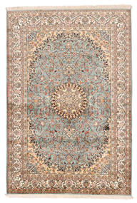Kashmir Pure Silk Rug 127X188 Beige/Brown Silk, India Carpetvista