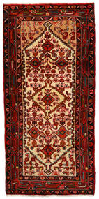 80X165 絨毯 ハマダン オリエンタル 廊下 カーペット レッド/茶色 (ウール, ペルシャ/イラン) Carpetvista