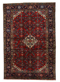  Persischer Hosseinabad Teppich 133X198 Dunkelrot/Rot (Wolle, Persien/Iran)