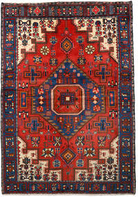 133X193 Nahavand Vloerkleed Oosters Rood/Donkergrijs (Wol, Perzië/Iran) Carpetvista
