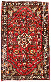  Oriental Hosseinabad Rug 56X95 Red/Dark Red Wool, Persia/Iran Carpetvista