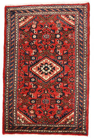  56X86 Hosseinabad Rug Red/Dark Pink Persia/Iran Carpetvista