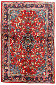 Tapete Oriental Sarough 134X203 Vermelho/Cinza Escuro (Lã, Pérsia/Irão)