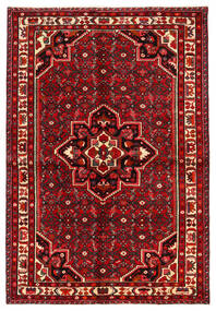  Orientalischer Hosseinabad Teppich 146X215 Rot/Dunkelrot Wolle, Persien/Iran Carpetvista