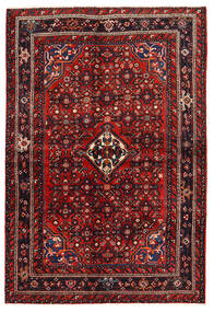  Persialainen Hosseinabad Matot 143X211 Tummanpunainen/Punainen Carpetvista