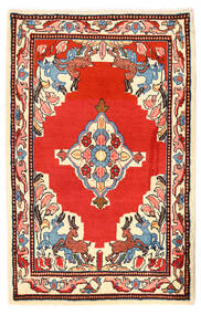 Alfombra Oriental Sarough 71X111 Rojo/Beige (Lana, Persia/Irán)