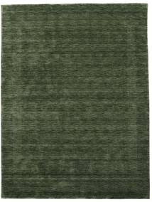  210X290 Plain (Single Colored) Handloom Gabba Rug - Forest Green Wool, 