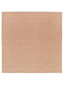  250X250 Plain (Single Colored) Large Kilim Loom Rug - Terracotta Wool, 