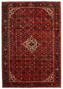  Orientalisk Hosseinabad Matta 213X310 Brun/Röd Ull, Persien/Iran Carpetvista