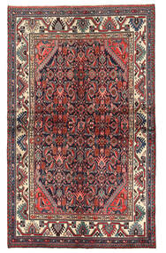 130X212 Alfombra Hamadan Oriental Rojo/Gris Oscuro (Lana, Persia/Irán) Carpetvista