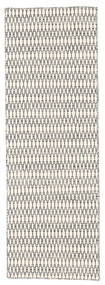  80X240 Cor Única Pequeno Kilim Long Stitch Tapete - Branco Creme/Preto Lã