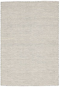  160X230 Plain (Single Colored) Kilim Honey Comb Rug - Cream White/Black Wool, 