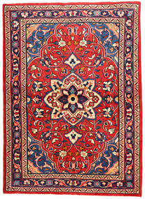 112X158 러그 오리엔탈 사로크 빨간색/진한 보라색 (울, 페르시아/이란) Carpetvista